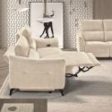 Ensemble Canapé relax électrique + canapé fixe tissu Waterproof Beige - BURGOS