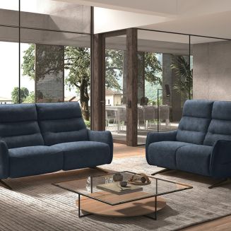 LISBOA - Canapés Relax 3 Places Electrique et 2 Places Fixe Bleu