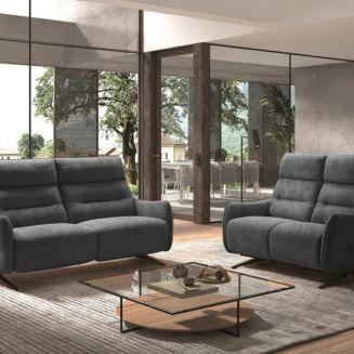 LISBOA - Canapés Relax 3 Places Electrique et 2 Places Fixe Gris