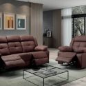 FABARES - Canapé 3 Places + Fauteuil Relax Electrique Chocolat