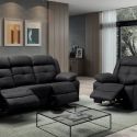 FABARES - Canapé 3 Places + Fauteuil Relax Electrique Gris