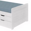TOMMY - Lit Gigogne 90x200 avec Tiroirs en Bois Massif Cérusé Blanc