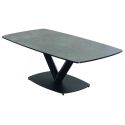KARU - Table Basse Aspect Céramique Grise Pied Central V