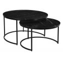 MARVA - Duo de Tables Gigognes Marbre et Piètement Noir