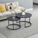 MARVA - Duo de Tables Gigognes Marbre et Piètement Noir