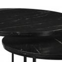 MARVA - Duo de Tables Gigognes Marbre et Piètement Noir