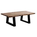 VOLSKA - Table Basse 120cm Acacia Massif et Métal Noir