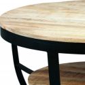 GARONA - Table Basse Ronde Ø80cm en Bois Massif et Métal Noir