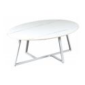 VIKASH - Table Basse Plateau en Céramique Effet Marbre Blanc Piétement Métal Blanc