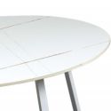 VIKASH - Table Basse Plateau en Céramique Effet Marbre Blanc Piétement Métal Blanc