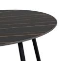 VIKASH - Table Basse Plateau en Céramique Effet Marbre Noir Piétement Métal Noir