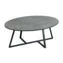 KERIA - Table Basse Ovale Aspect Céramique Grise