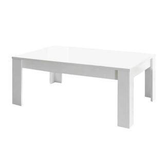 WEISS - Table Basse Rectangulaire Blanc Laqué Brillant