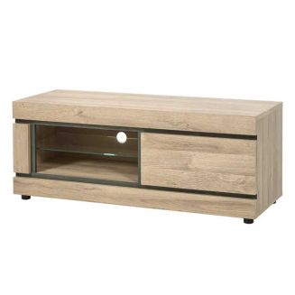 MASSIRE - Meuble TV 1 Porte et Niche Aspect Bois
