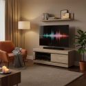 MASSIRE - Meuble TV 1 Porte et Niche Aspect Bois