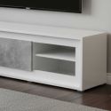 SKALA - Meuble TV 2 Tiroirs Effet Béton avec Eclairage Led