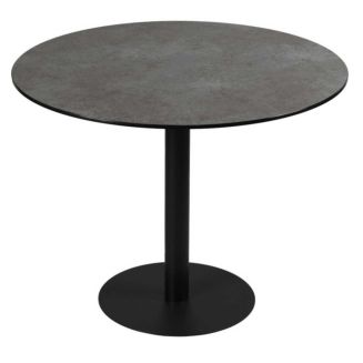 SADA - Table Repas Aspect Céramique Pied Central Anthracite