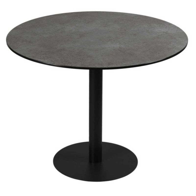 SADA - Table Repas Aspect Céramique Pied Central Anthracite