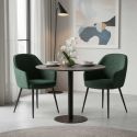 SADA - Table Repas Aspect Céramique Pied Central Anthracite