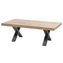 NILLA - Table Basse Aspect Bois Piètement X Métal Poudré Noir