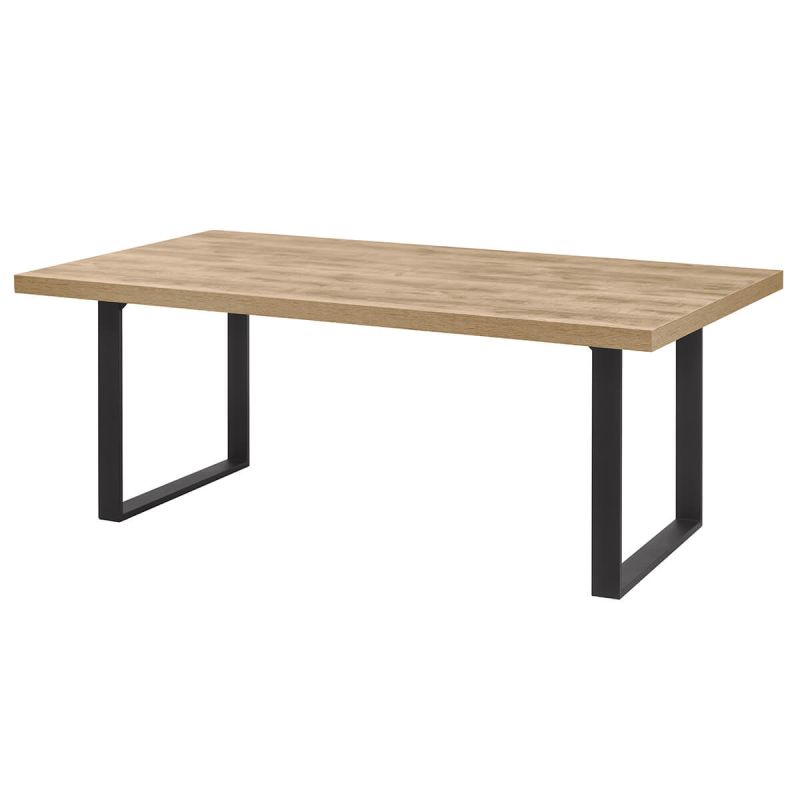 NILLA - Table 230cm Aspect Bois Piètement U Métal Poudré Noir