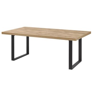 NILLA - Table 170cm Aspect Bois Piètement U Métal Poudré Noir