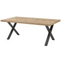 NILLA - Table 170cm Aspect Bois Piètement X Métal Poudré Noir