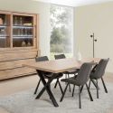 NILLA - Table 230cm Aspect Bois Piètement X Métal Poudré Noir