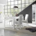 WEISS - Table Repas 180cm Blanc Laqué Brillant