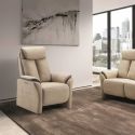 COIMBRA - Fauteuil Relax Electrique New Nobuck Beige et Gris Foncé