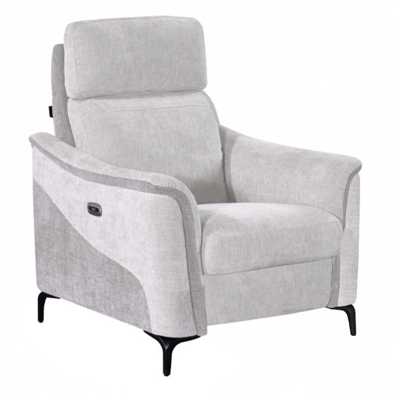 Fauteuil relax électrique tissu maillé ultra doux bicolore gris - SOLLYS