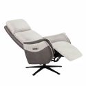 Fauteuil relax électrique pivotant tissu micro peau brun taupe et beige mastic - SANGY