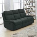 SACRAMENTO - Canapé Relax Manuel 3 Places Tissu Gris Foncé