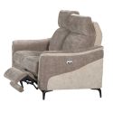Canapé 2 places relax électrique tissu maillé ultra doux bicolore moka et beige - SOLLYS