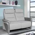 Canapé 2 places relax électrique tissu polyester gris clair et gris foncé - NADIR