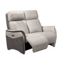 Canapé 2 places relax électrique tissu micro peau brun taupe et beige mastic - SANGY