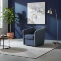 Fauteuil cabriolet pivotant 360° tissu chenillé bicolore et PVC bleu - GINKO