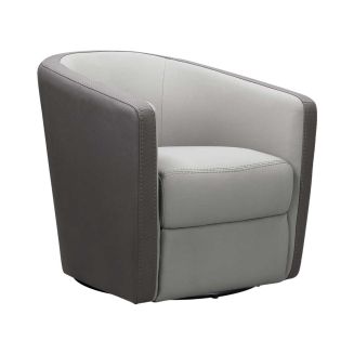 Fauteuil cabriolet pivotant 360° tissu micro grain gris perle et gris plomb - GINKO