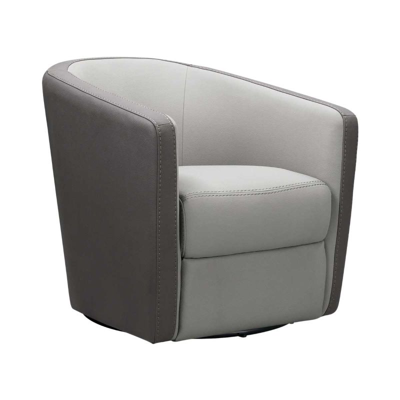 Fauteuil cabriolet pivotant 360° tissu micro grain gris perle et gris plomb - GINKO