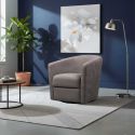 Fauteuil cabriolet pivotant 360° tissu micro peau brun taupe - GINKO