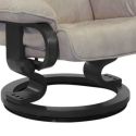 Fauteuil dossier inclinable pivotant micro peau mastic avec repose-pieds rond en bois noir - ORWELL