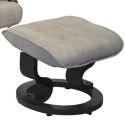 Fauteuil dossier inclinable pivotant micro peau mastic avec repose-pieds rond en bois noir - ORWELL