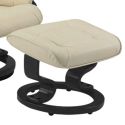 Fauteuil dossier inclinable pivotant en cuir/pvc beige avec repose-pieds piètement rond en bois noir - ORWELL