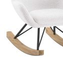 MOUTY - Chaise à Bascule Enfant en Tissu Bouclette Blanc Pieds Bois et Métal