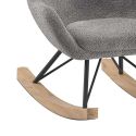 MOUTY - Chaise à Bascule Enfant en Tissu Bouclette Gris Pieds Bois et Métal