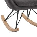 MOUTY - Chaise à Bascule enfant en Tissu Bouclette Gris Pieds Bois et Métal