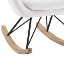 MOUTY - Chaise à Bascule en Tissu Bouclette Blanc Pieds Bois et Métal