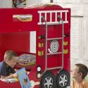 FIREMAN - Lits Superposés Camion Pompier 90x200cm + Matelas