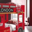SOHO - Lits Superposés 90x200cm Style Bus Londres avec Leds