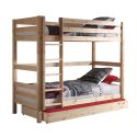 SLEEPY - Lit Superposé H180 en Pin Naturel 90x200cm avec Lit-Tiroir